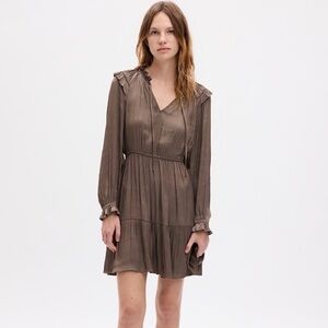 GAP Long Sleeve Split Neck Mini Dress